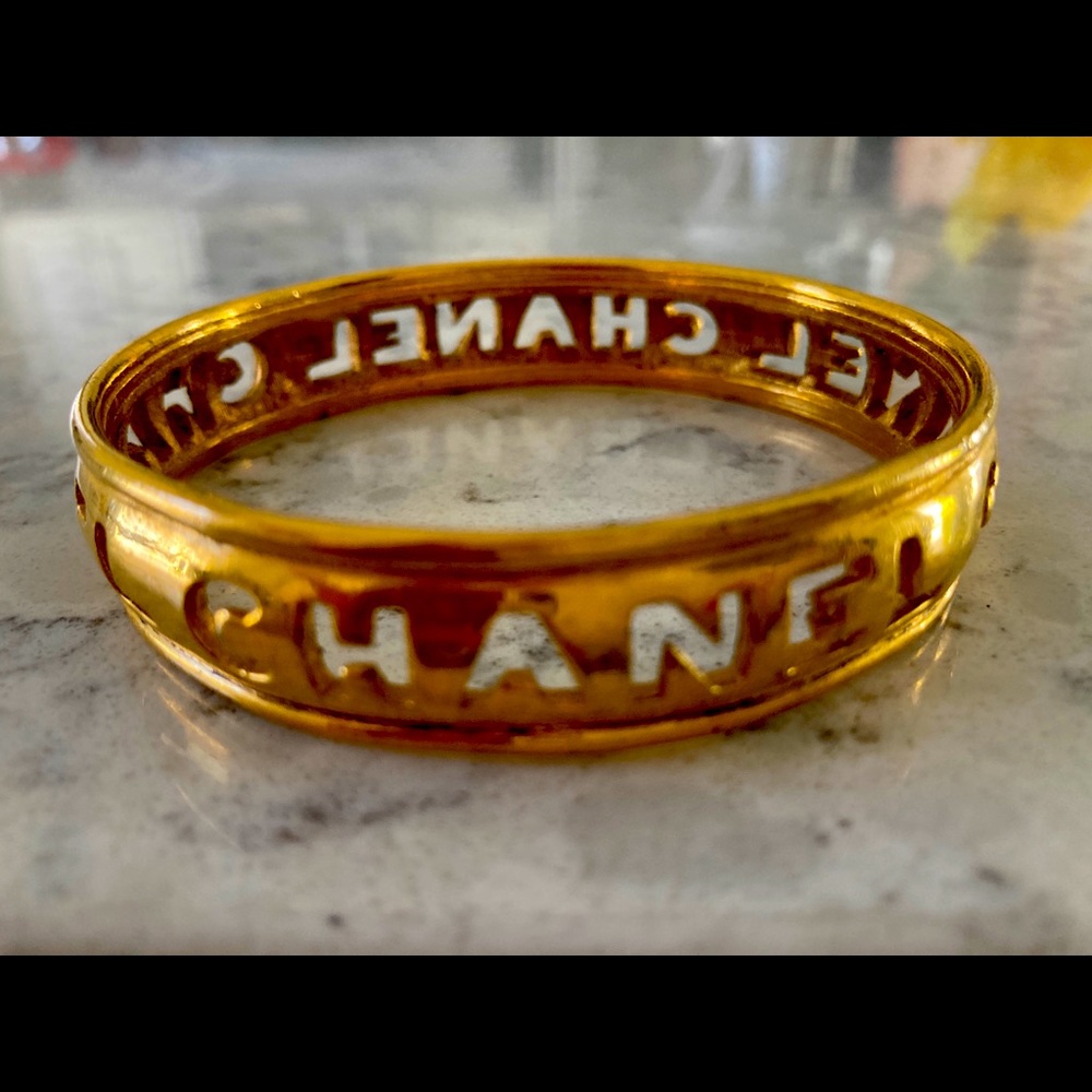 CHANEL Cutout Letters Bangle Bracelet circa 1984